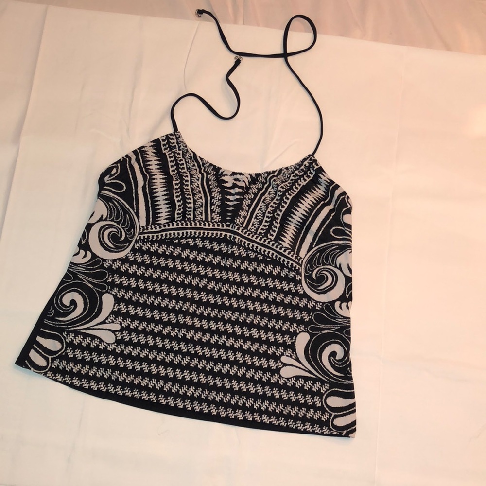 Aqua Green tankini top in Lg black and white. Great condition